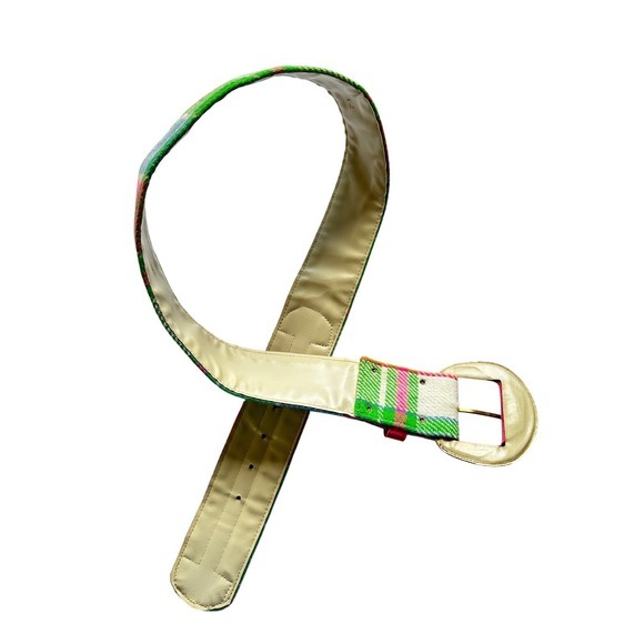 Vintage 60s 70s mod Pink Turtleneck Plaid Maxi Dress One piece Belted Retro - Picture 8 of 11